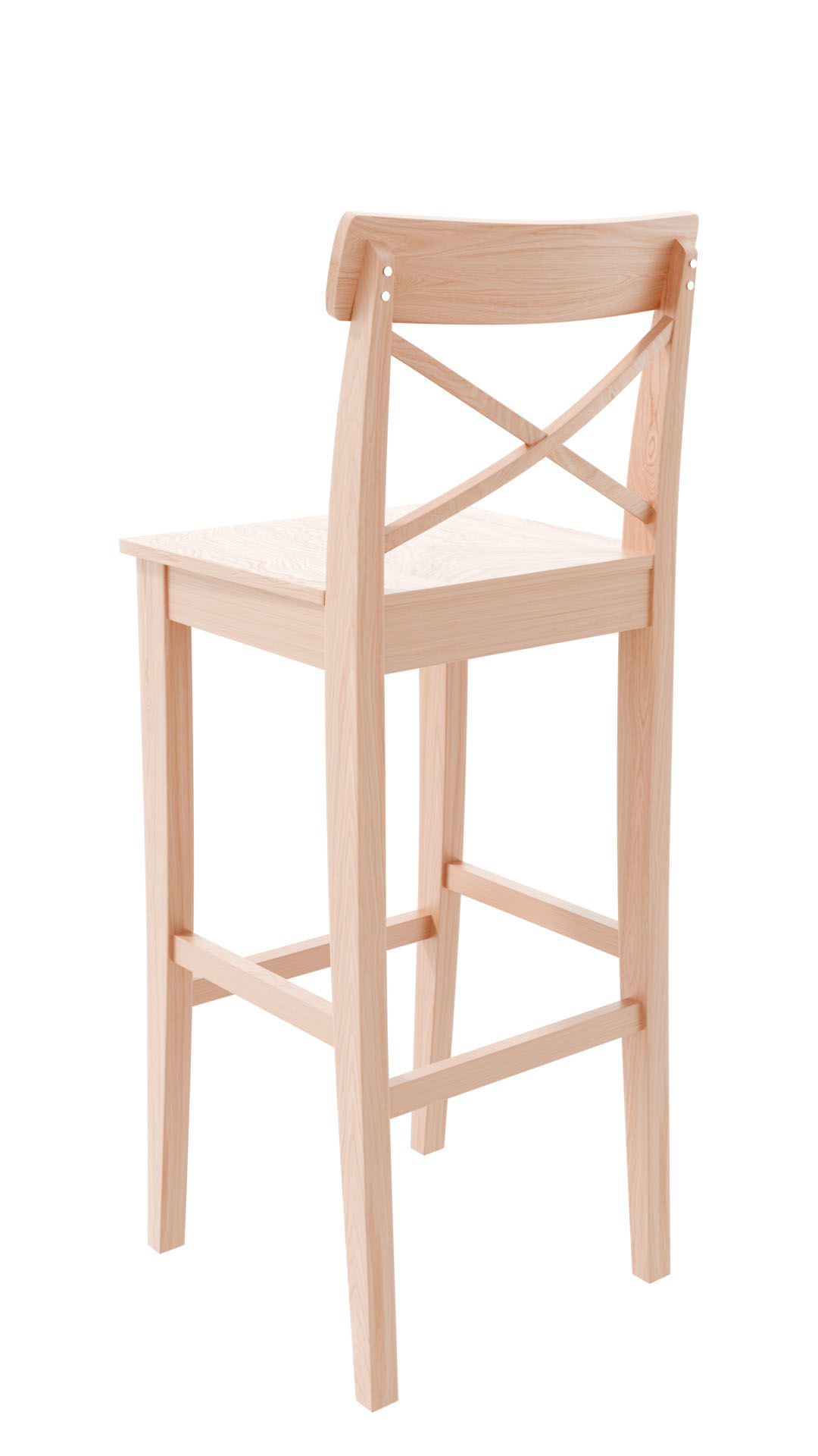 White wood bar chair 3D model_19