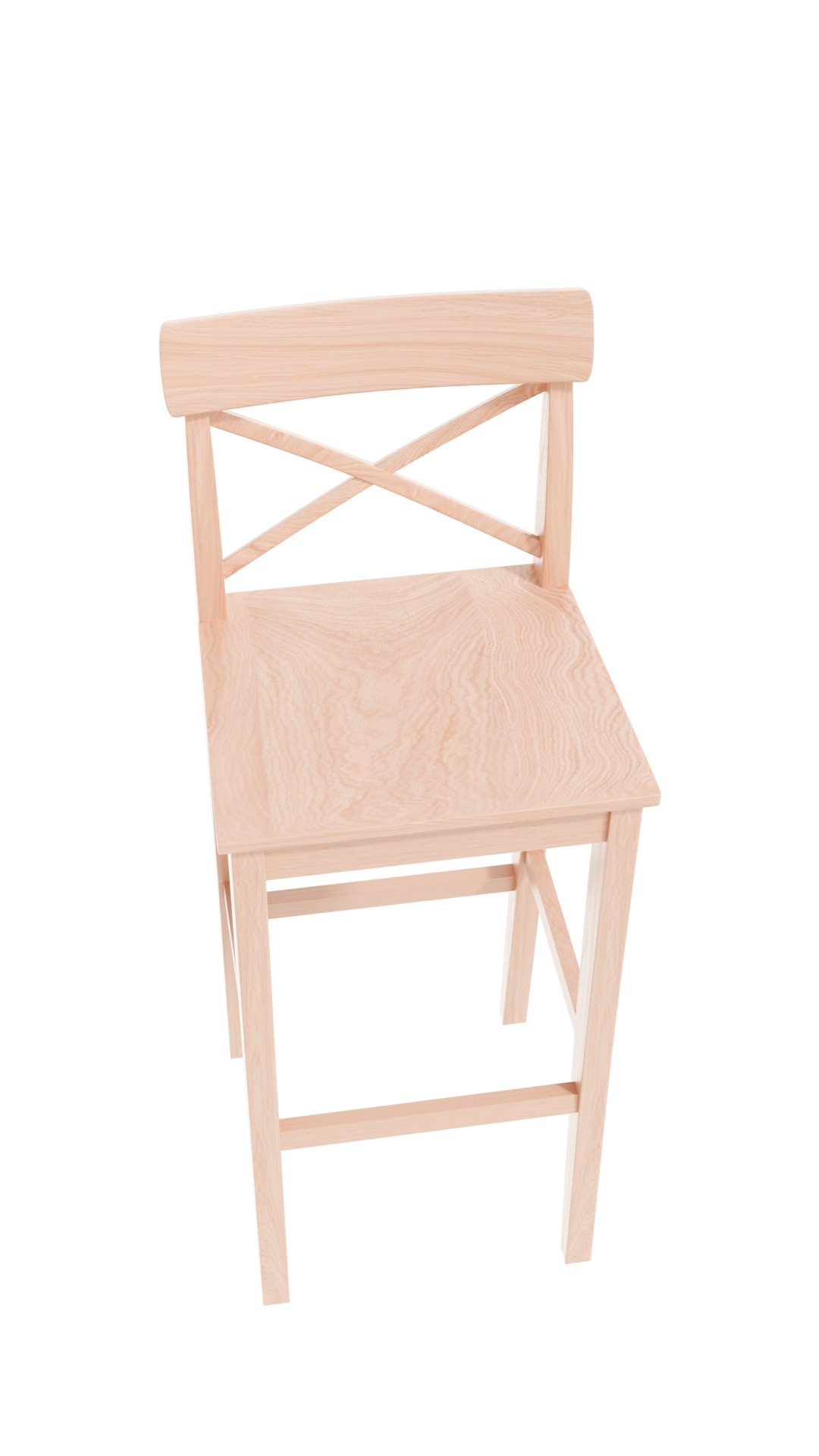 White wood bar chair 3D model_2