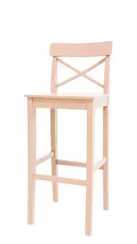White wood bar chair 3D model