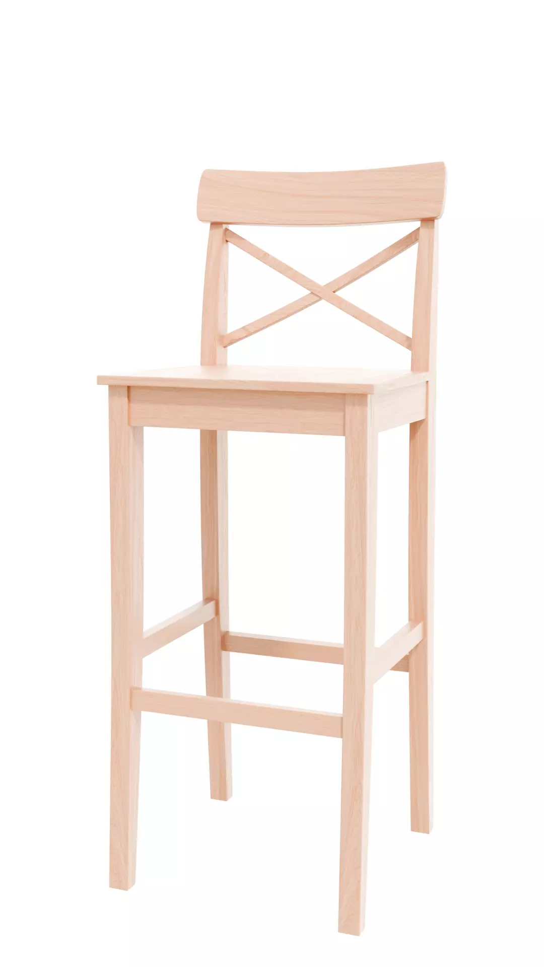 White wood bar chair 3D model_0