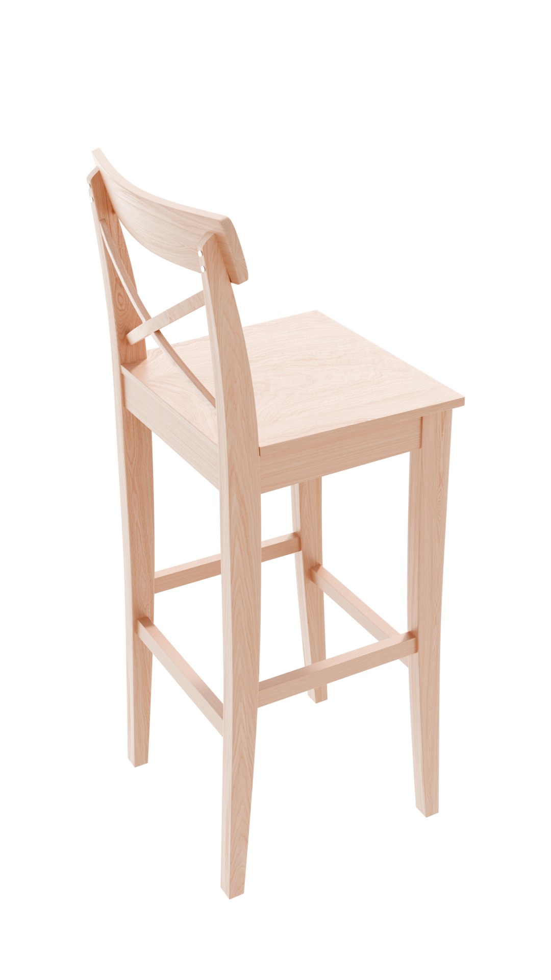 White wood bar chair 3D model_17