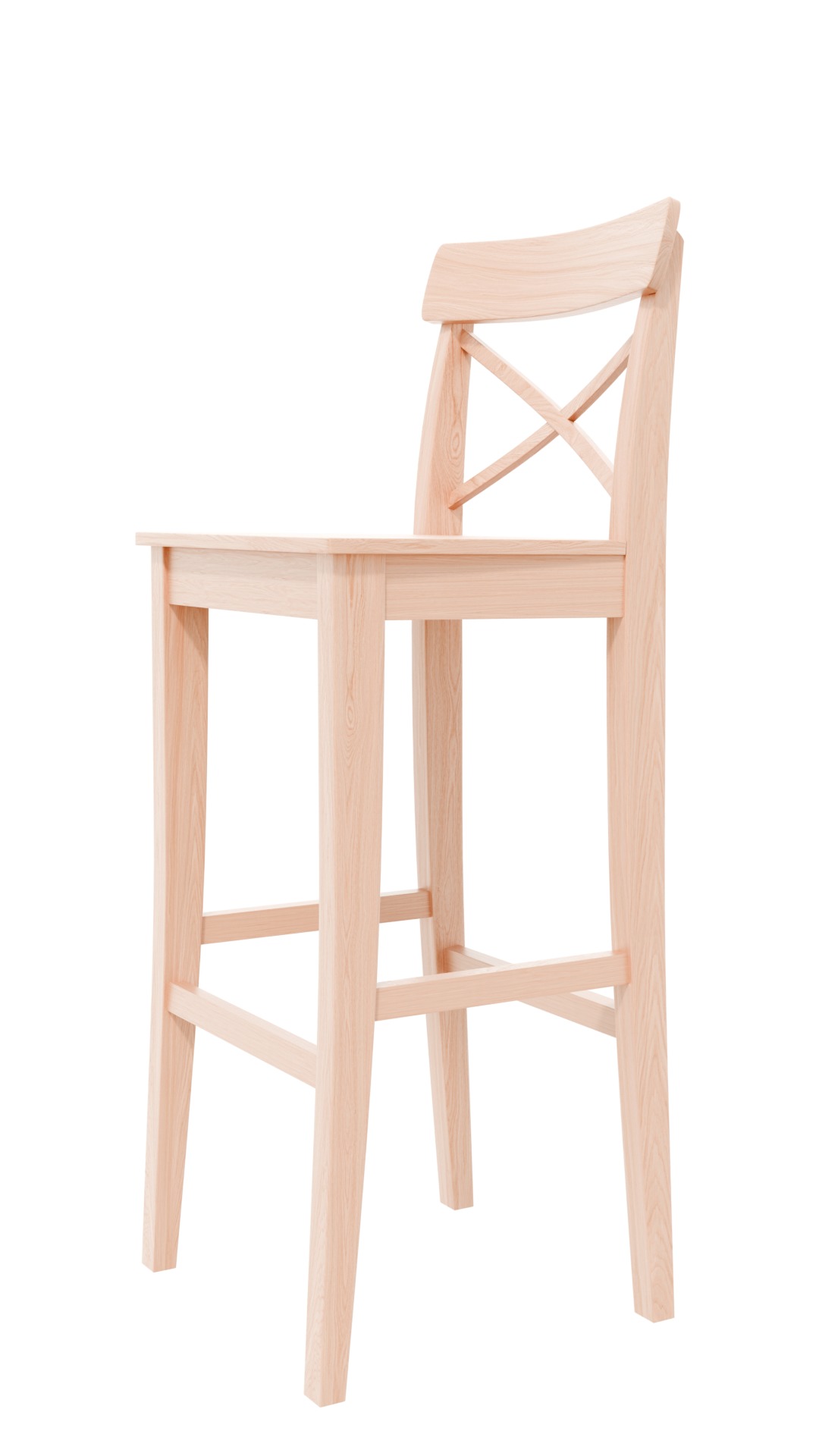 White wood bar chair 3D model_9