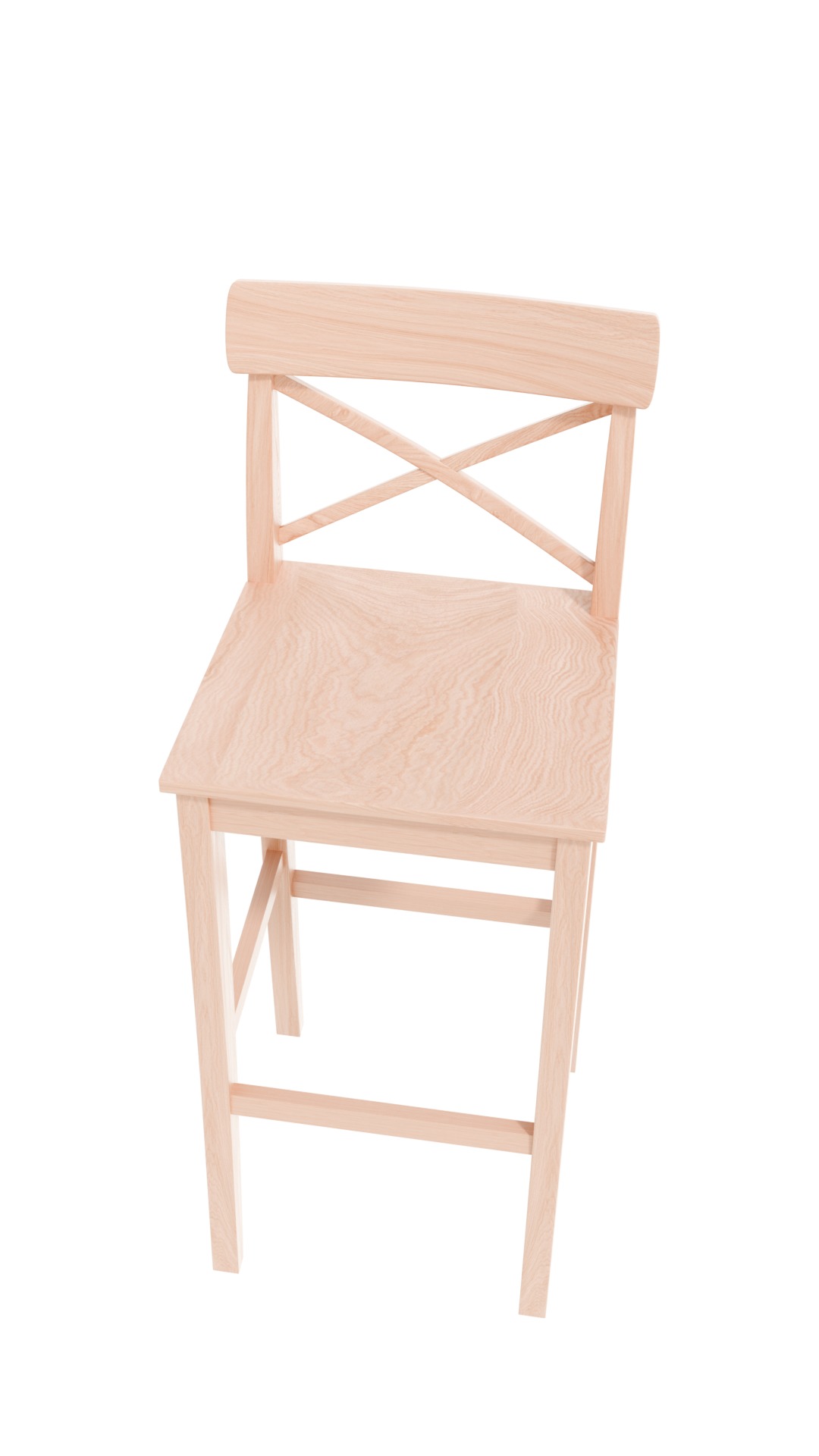 White wood bar chair 3D model_6