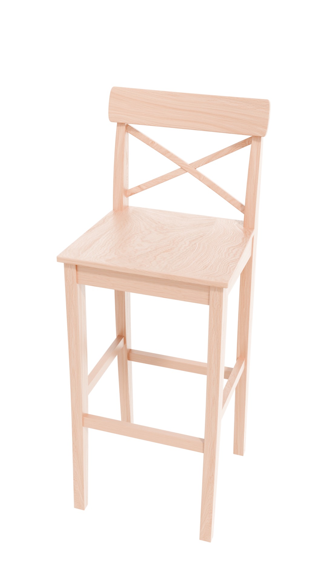 White wood bar chair 3D model_1