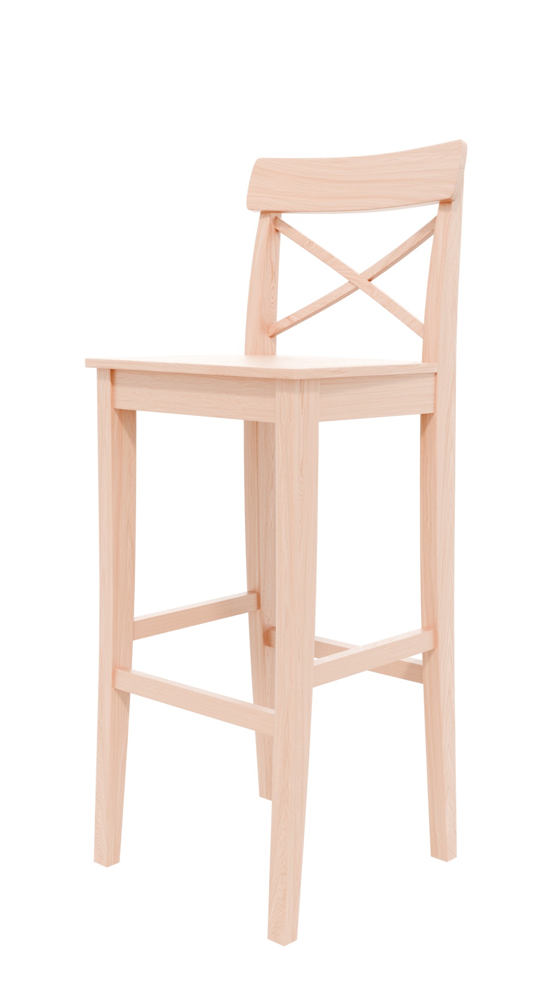 White wood bar chair 3D model_12