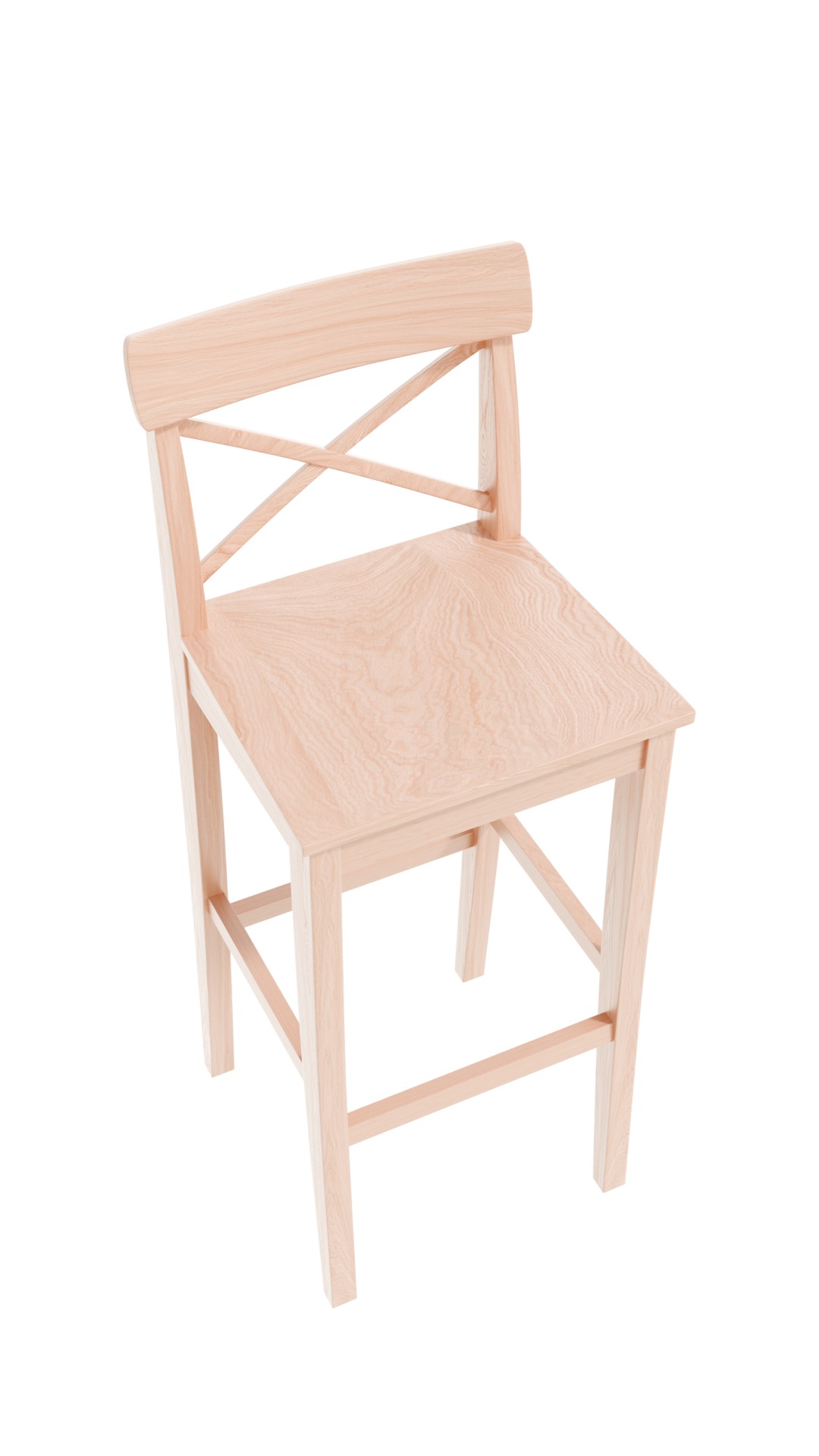 White wood bar chair 3D model_15