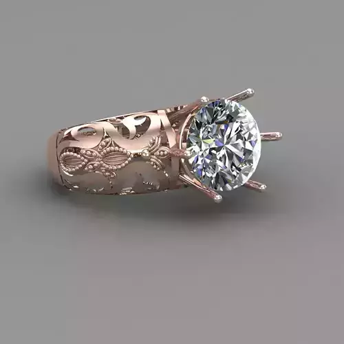 Rose Gold Women Diamond Ring 3D print model