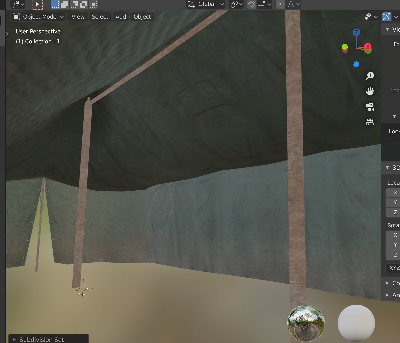 FABIRC TENT Low-poly 3D model_3