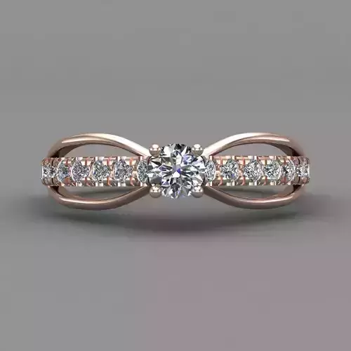 Rose Gold Women Diamond Ring 3D print model