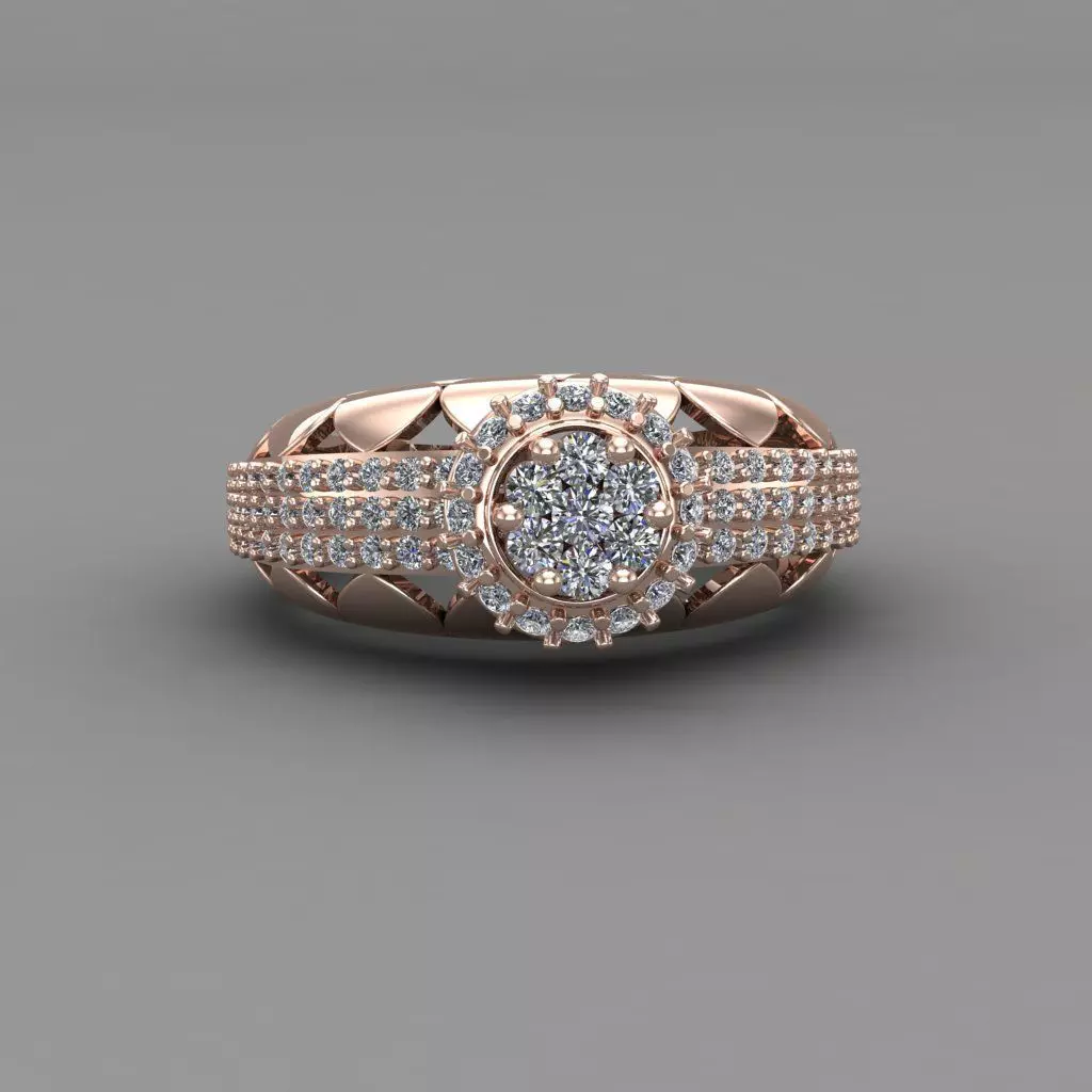 Rose Gold Women Diamond Ring 3D print model 3D print model