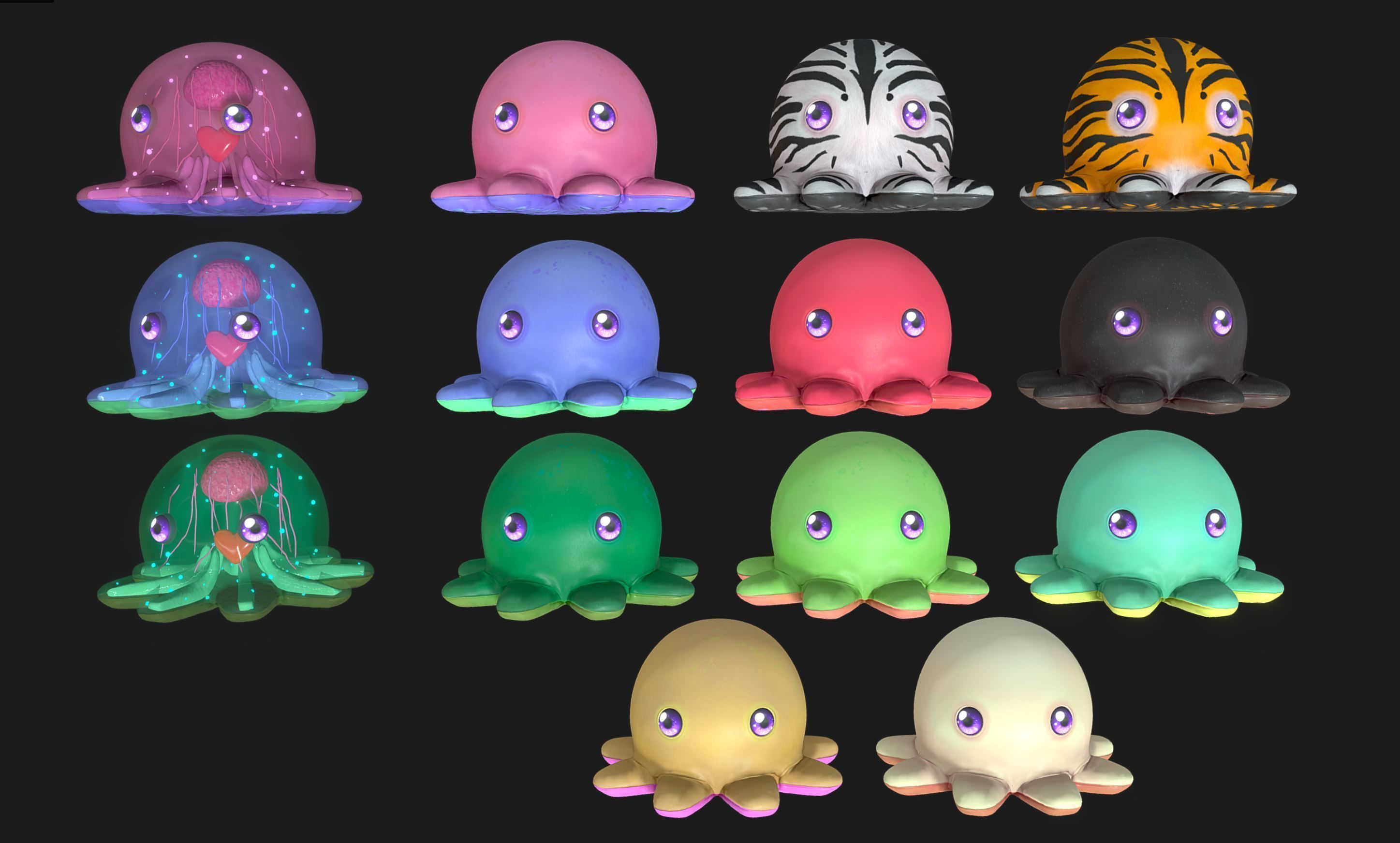Cute Octopuss 1  - Animated Low-poly 3D model_2