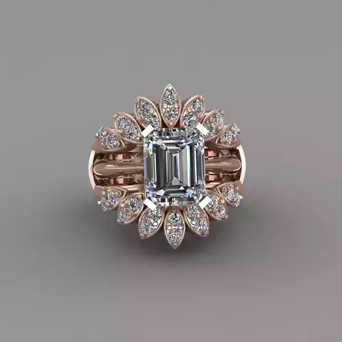 Rose Gold Women Diamond Ring 3D print model
