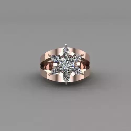 Rose Gold Women Diamond Ring 3D print model