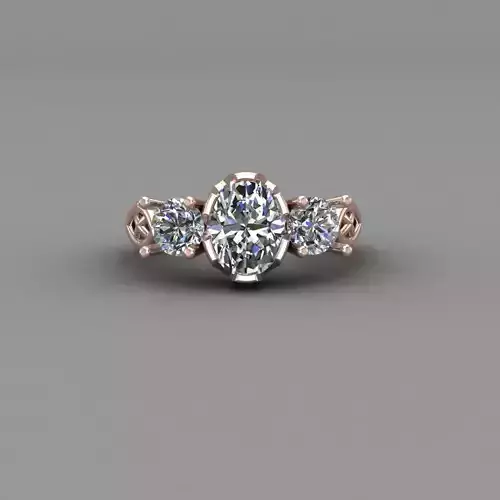 Rose Gold Women Diamond Ring 3D print model