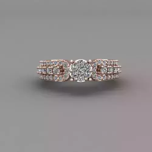 Rose Gold Women Diamond Ring 3D print model