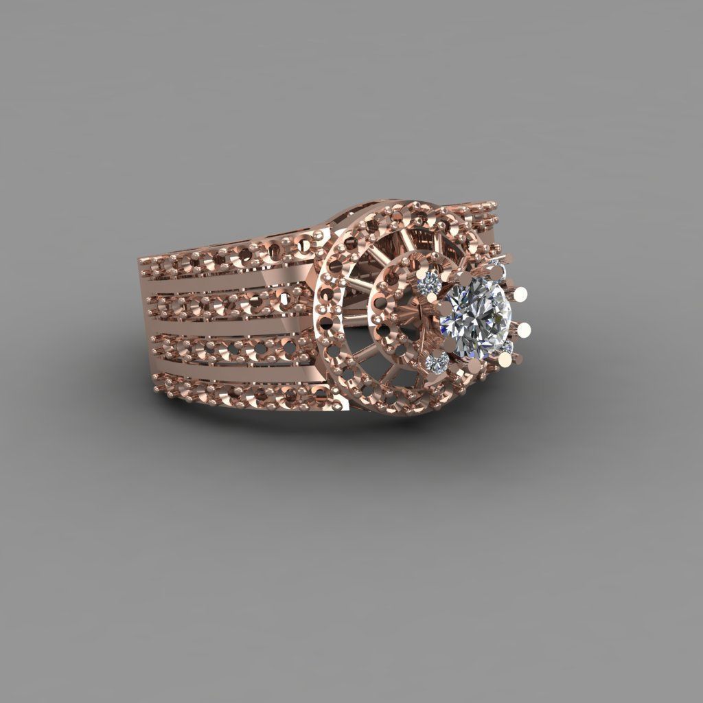 Rose Gold Women Diamond Ring 3D print model 3D print model_1