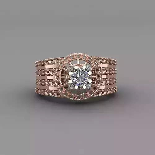 Rose Gold Women Diamond Ring 3D print model