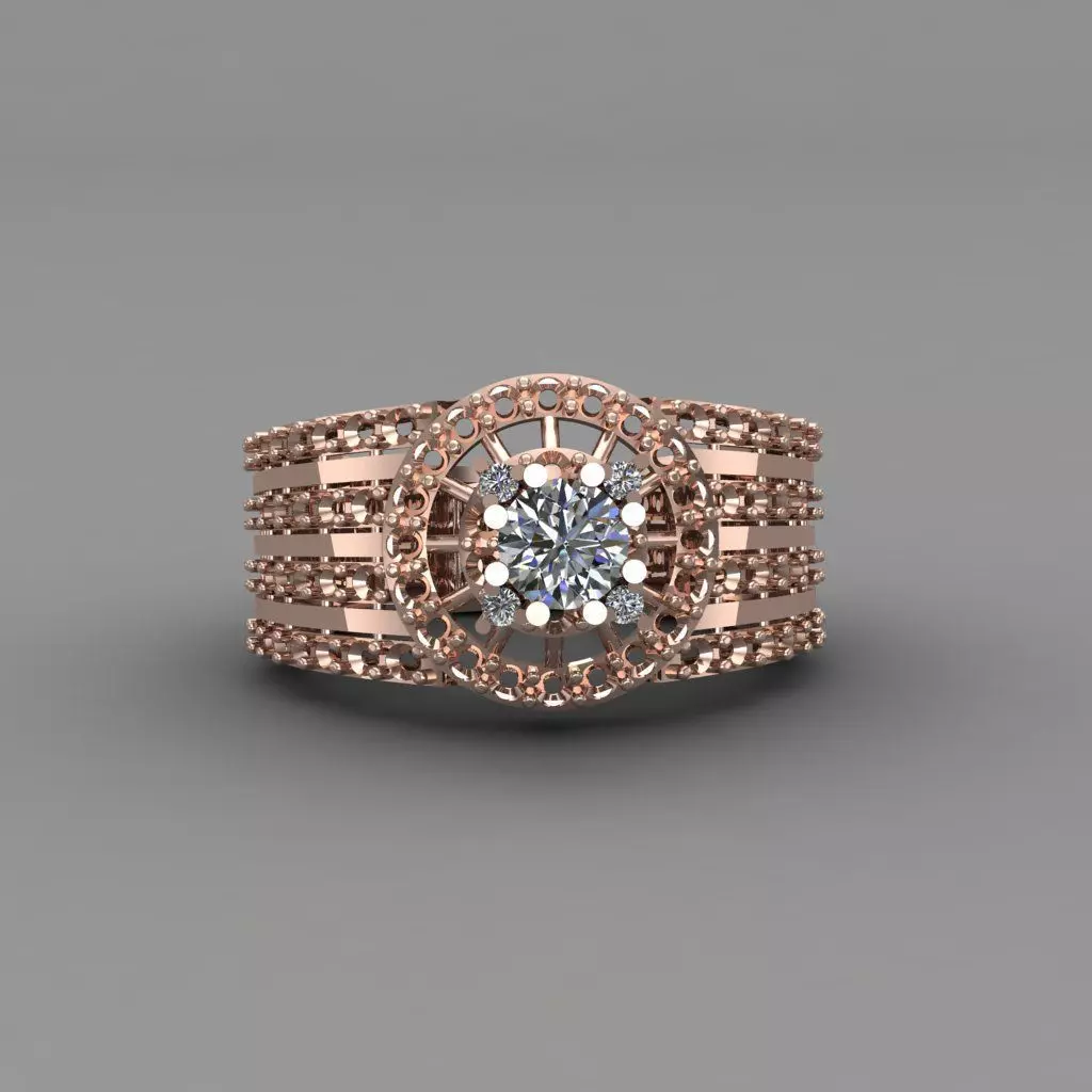 Rose Gold Women Diamond Ring 3D print model 3D print model_0