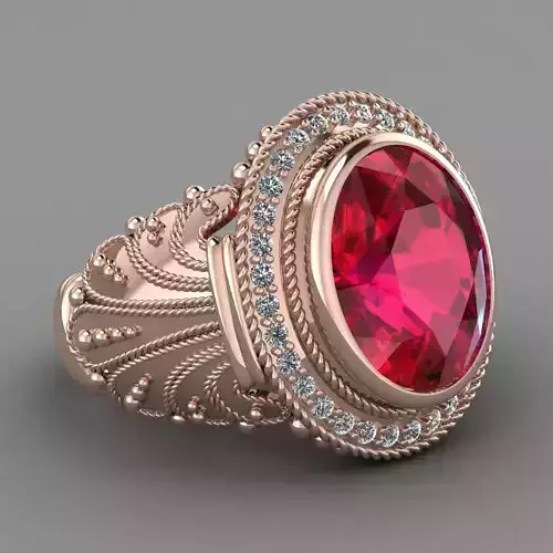 Rose Gold Women Diamond Ring 3D print model