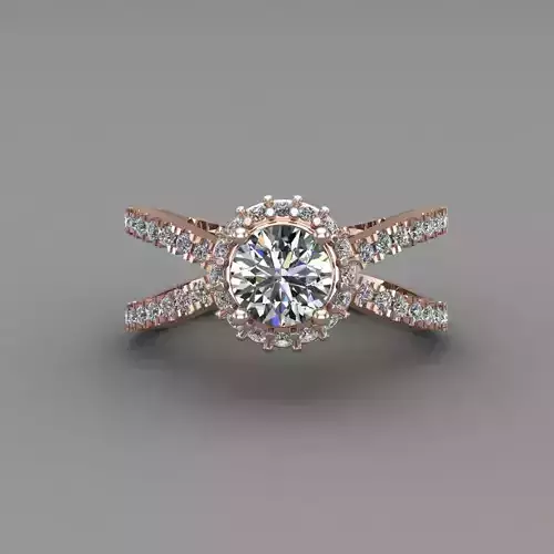 Rose Gold Women Diamond Ring 3D print model