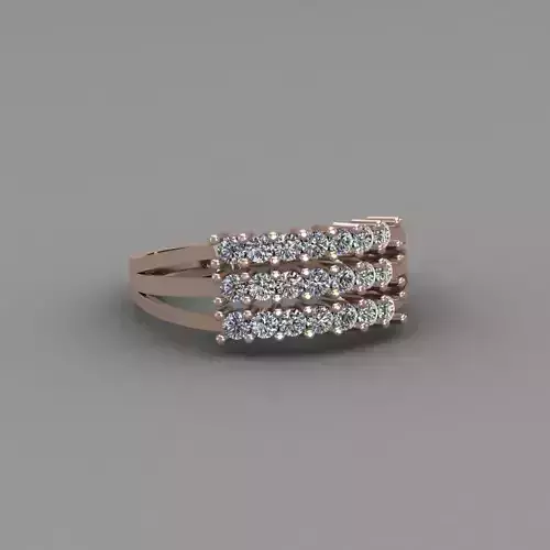 Rose Gold Women Diamond Ring 3D print model