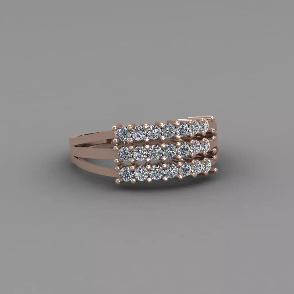 Rose Gold Women Diamond Ring 3D print model 3D print model_0
