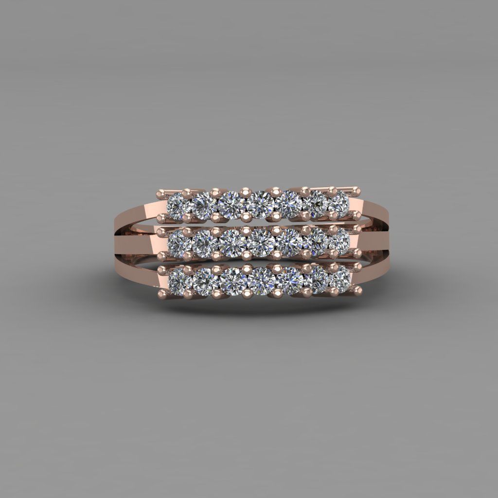 Rose Gold Women Diamond Ring 3D print model 3D print model_1