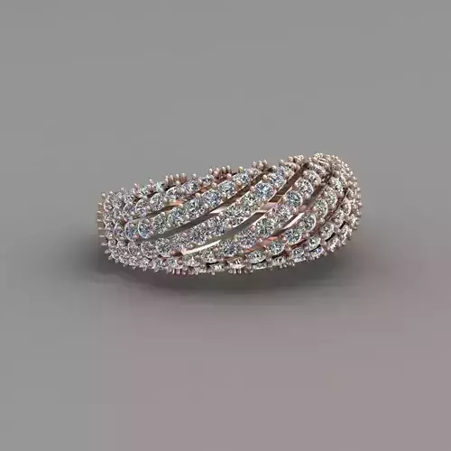 Rose Gold Women Diamond Ring 3D print model