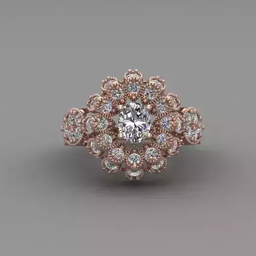 Rose Gold Women Diamond Ring 3D print model