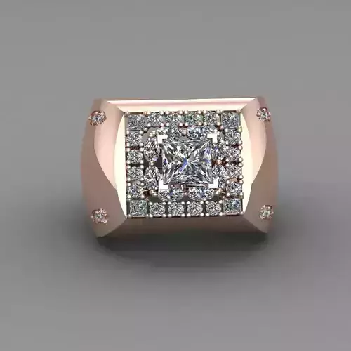 Rose Gold Men Diamond Ring 3D print model
