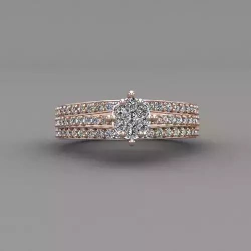 Rose Gold Women Diamond Ring 3D print model