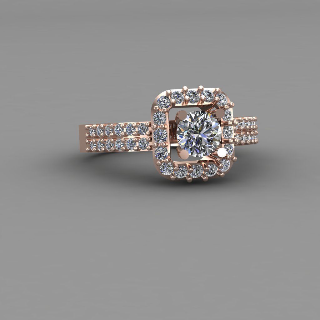Rose Gold Women Diamond Ring 3D print model 3D print model_1