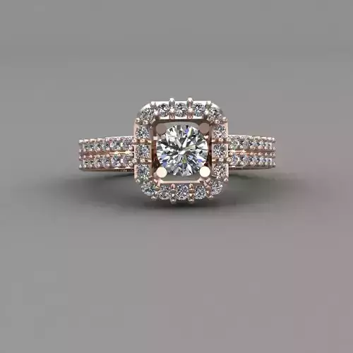 Rose Gold Women Diamond Ring 3D print model