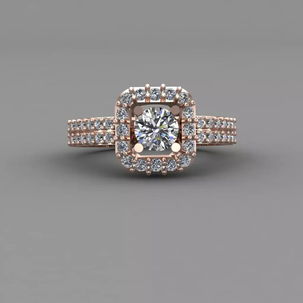 Rose Gold Women Diamond Ring 3D print model 3D print model_0