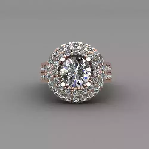 Rose Gold Women Diamond Ring 3D print model