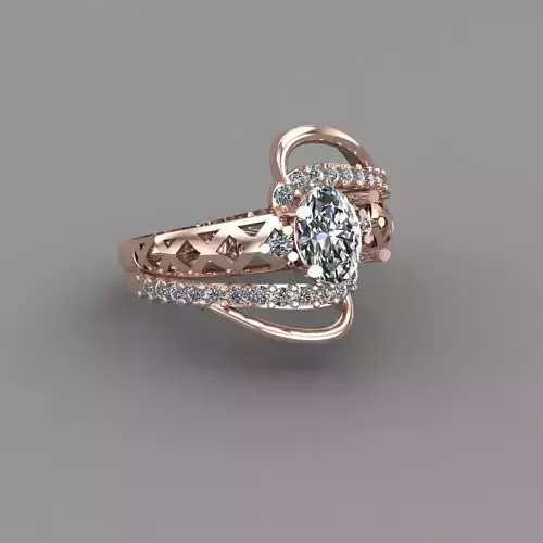 Rose Gold Women Diamond Ring 3D print model