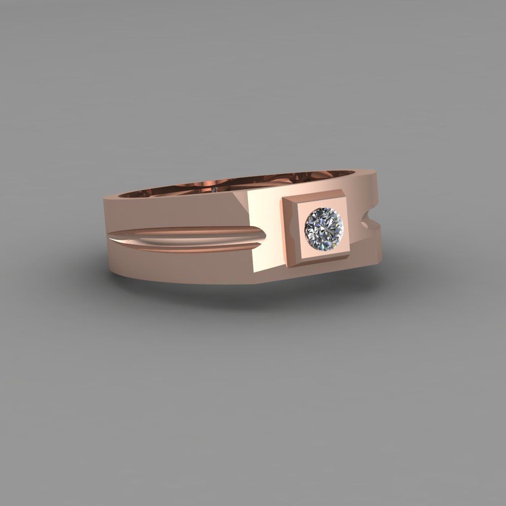 Rose Gold Men Diamond Ring 3D print model 3D print model_1