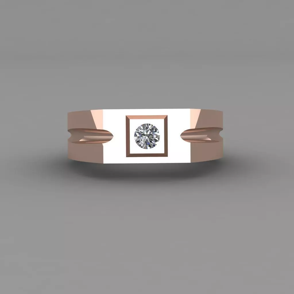 Rose Gold Men Diamond Ring 3D print model 3D print model_0