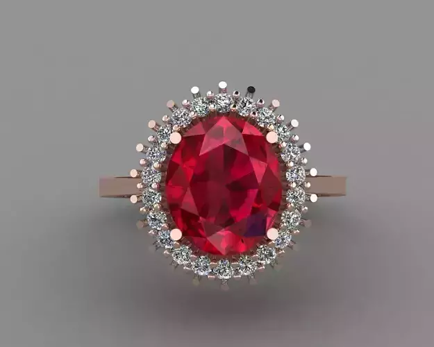 Rose Gold Women Diamond Ring 3D print model