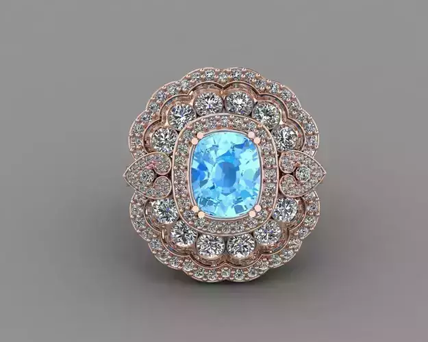 Rose Gold Women Diamond Ring 3D print model