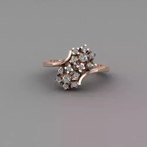 Rose Gold Women Diamond Ring 3D print model