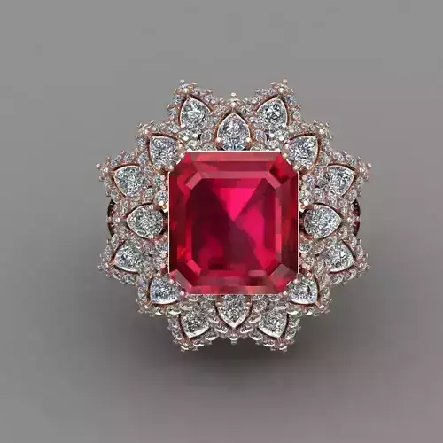 Rose Gold Women Diamond Ring 3D print model