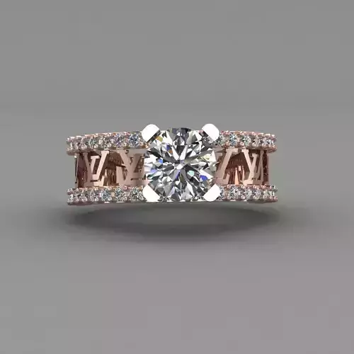 Rose Gold Women Diamond Ring 3D print model