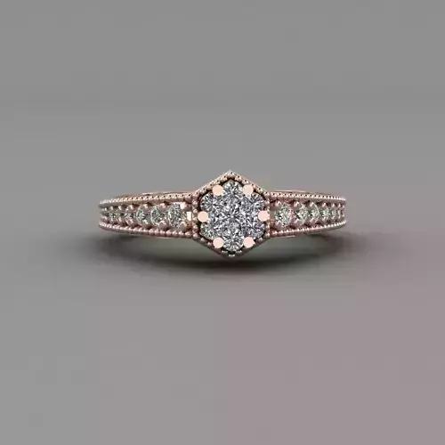 Rose Gold Women Diamond Ring 3D print model