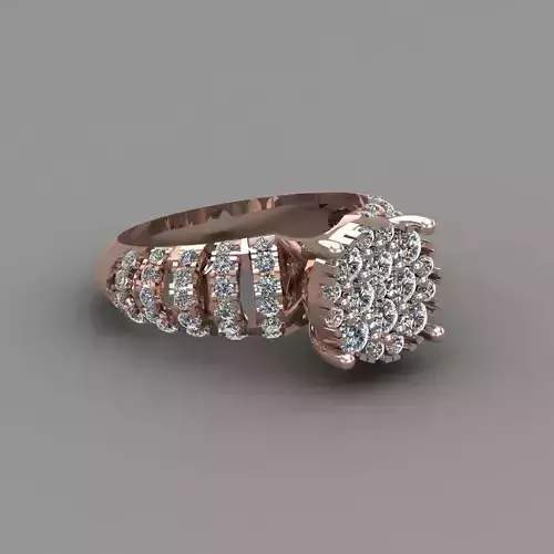 Rose Gold Women Diamond Ring 3D print model