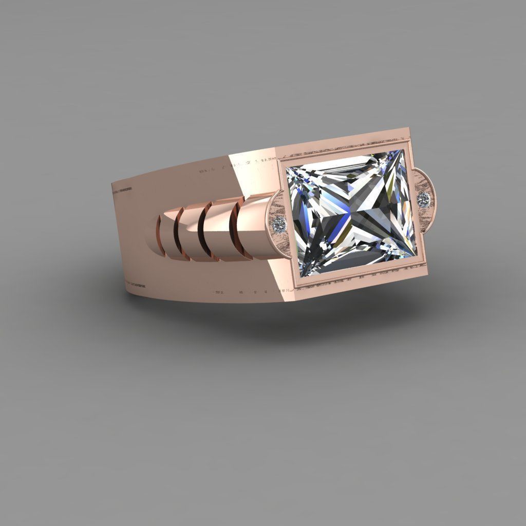 Rose Gold men Diamond Ring 3D print model 3D print model_1