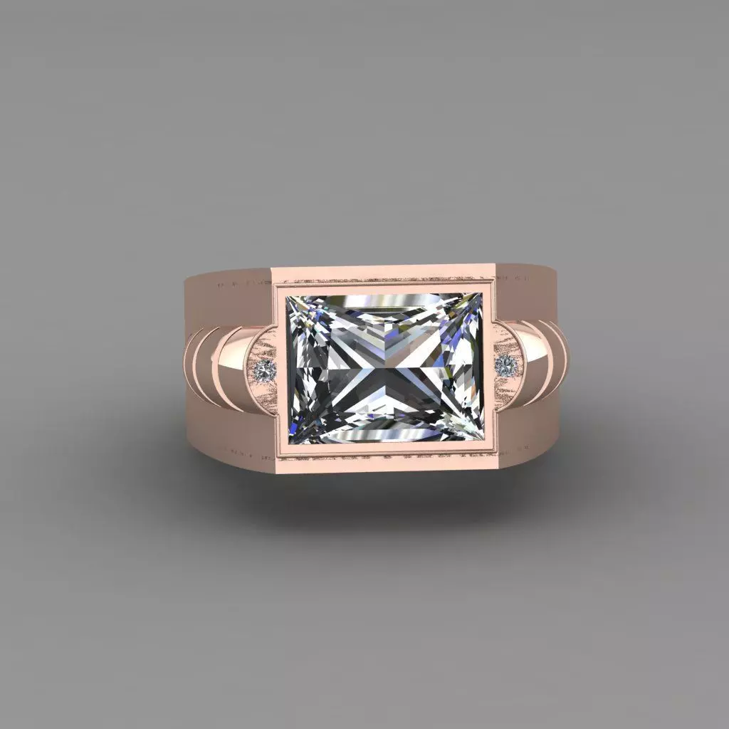 Rose Gold men Diamond Ring 3D print model 3D print model_0