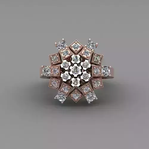 Rose Gold Women Diamond Ring 3D print model