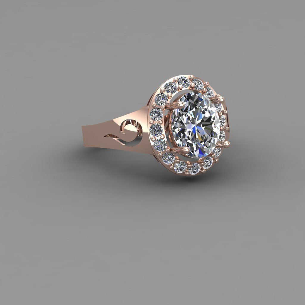 Rose Gold Women Diamond Ring 3D print model 3D print model_1