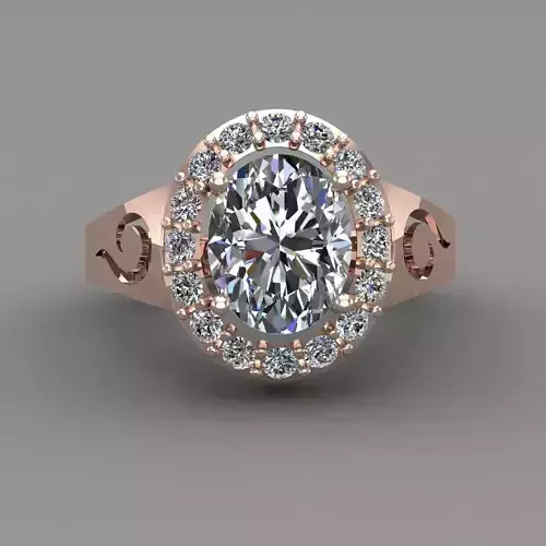 Rose Gold Women Diamond Ring 3D print model
